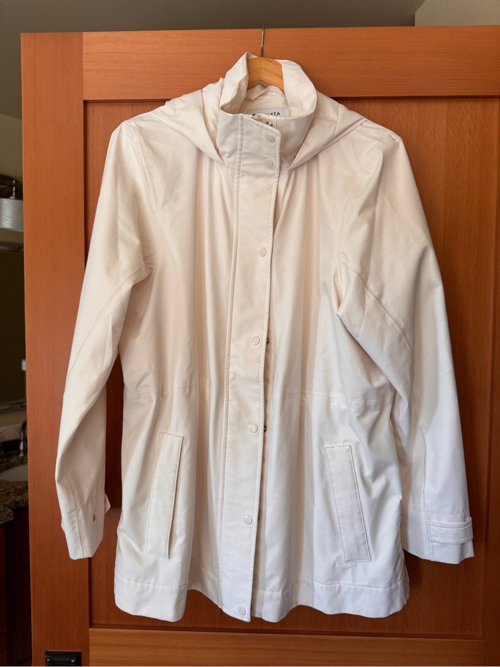 Athleta Cream Hooded Trench Coat